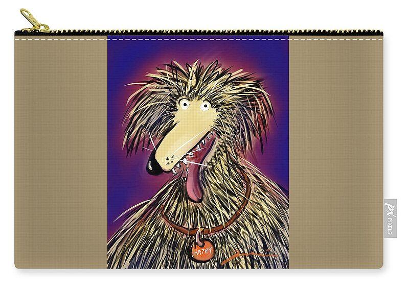 Dog Zip Pouch featuring the painting Happy by Jean Pacheco Ravinski