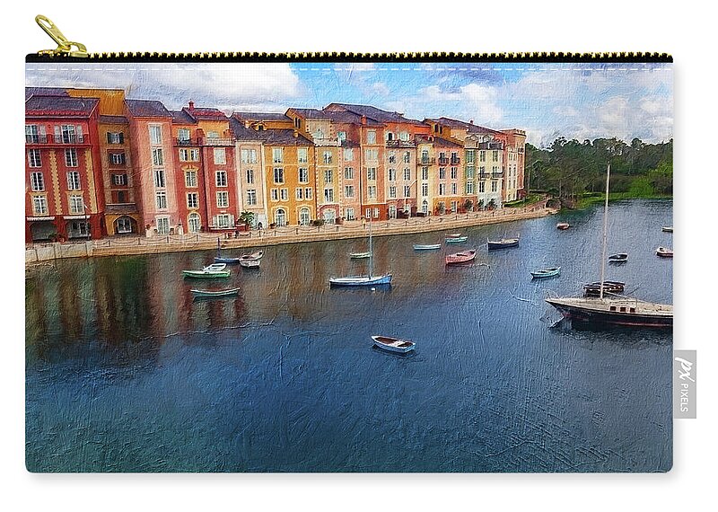Harbor Zip Pouch featuring the photograph Loews Portofino Bay Hotel at Universal Orlando 02 by Carlos Diaz