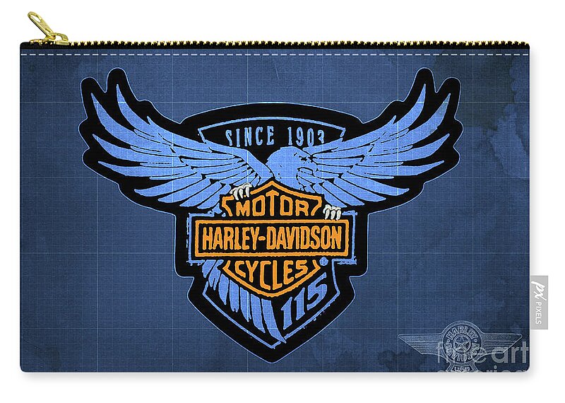 Download Harley Davidson Old Vintage Logo Fuel Tank Motorcycle Blue Background Carry All Pouch For Sale By Drawspots Illustrations