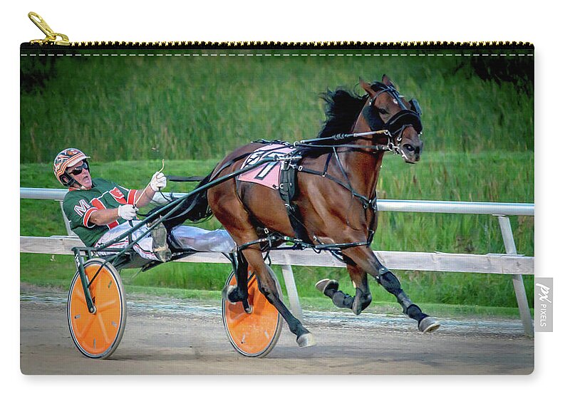 Horse Zip Pouch featuring the photograph Harness Racing by Debra Kewley