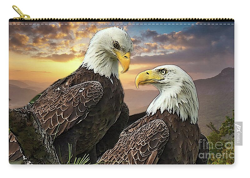 Bald Eagles Zip Pouch featuring the photograph Harriet and M15 when I look into your eyes by Liz Grindstaff