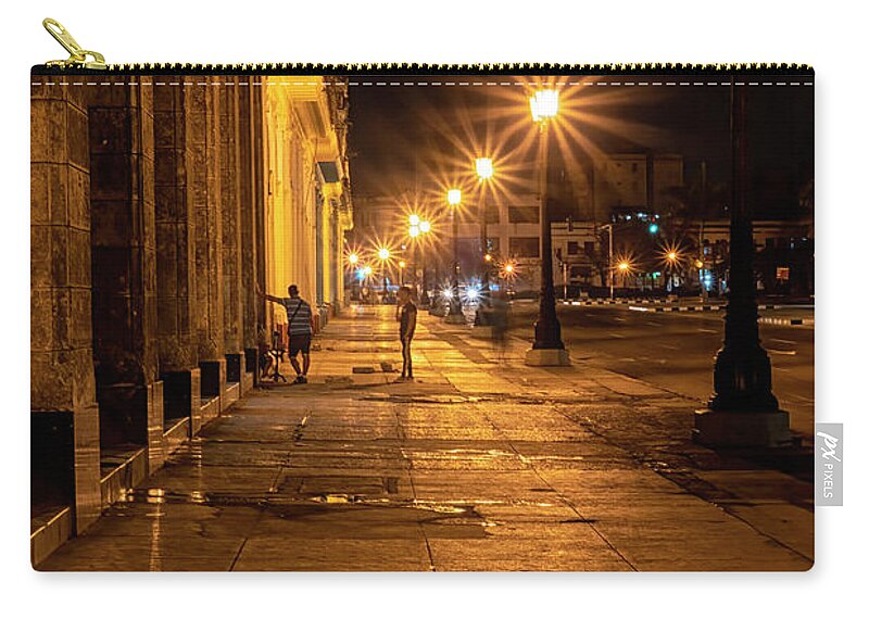 Havana Cuba Zip Pouch featuring the photograph Havana Street Lights by Tom Singleton