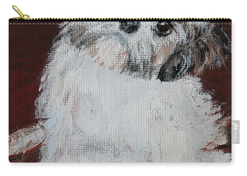 Animal Zip Pouch featuring the painting Havanese Puppy by Lyric Lucas