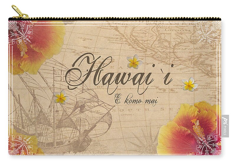Hibiscus Zip Pouch featuring the photograph Hawaii E Komo Mai by Alison Frank