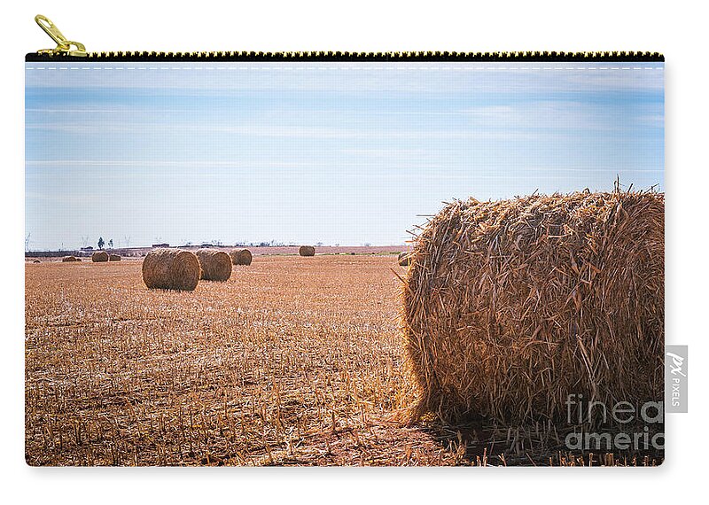 Hay Zip Pouch featuring the photograph Hay Rolls by Dheeraj Mutha