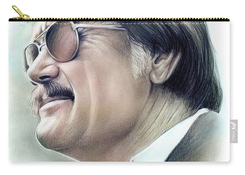 Hayden Fry Carry-all Pouch featuring the mixed media Hayden Fry - Color by Greg Joens