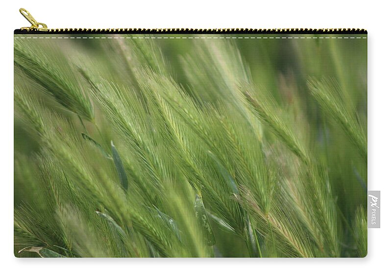 Hayseed Zip Pouch featuring the photograph Hayseed Heads Wild Grass Utah in Rainforest Green by Colleen Cornelius