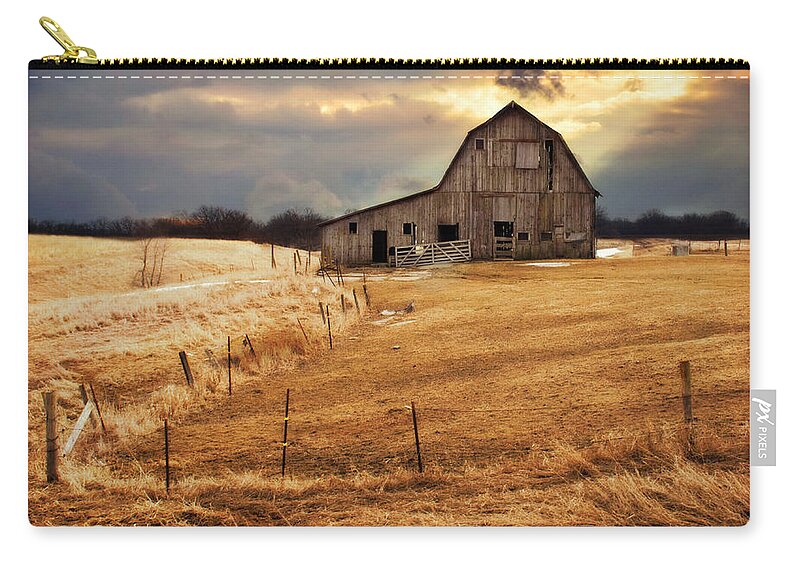 Heavenly Farm Rays Zip Pouch featuring the photograph Heavenly Farm Rays by Kathy M Krause