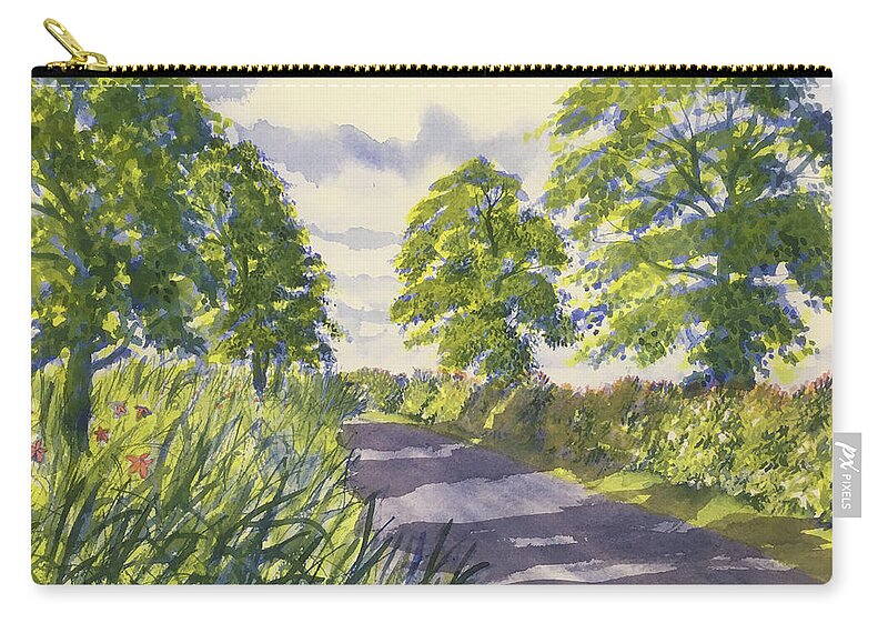 Watercolour Zip Pouch featuring the painting Hedgerows on Rudston Road by Glenn Marshall
