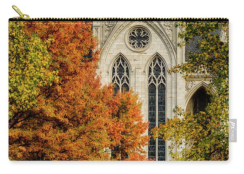 Heinz Chapel Zip Pouch featuring the photograph Heinz Chapel Autumn Trees by Thomas R Fletcher