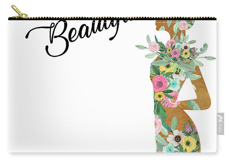 Woman Zip Pouch featuring the mixed media Hello Beautiful by Claudia Schoen