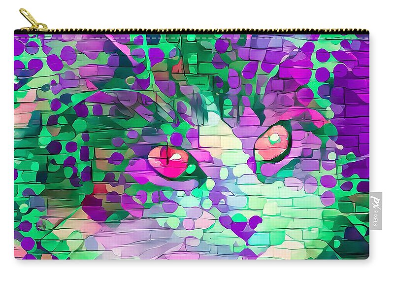 Purple Zip Pouch featuring the digital art Hello Kitty Purple Paint Daubs by Don Northup