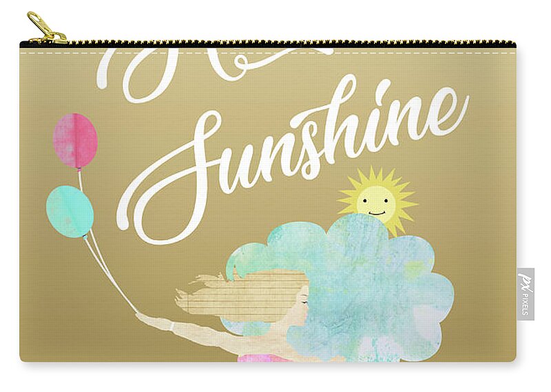 Hello Sunshine Zip Pouch featuring the mixed media Hello Sunshine by Claudia Schoen