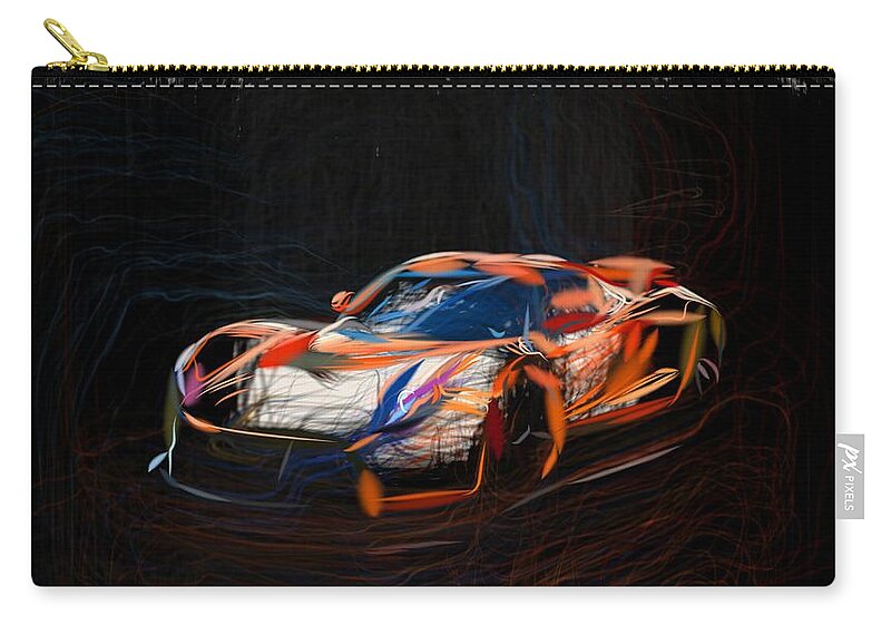 Hennessey Zip Pouch featuring the digital art Hennessey Venom GT2 Drawing by CarsToon Concept