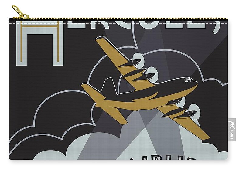 C-130 Zip Pouch featuring the digital art Herk Deco - Crew Chief Edition by Michael Brooks