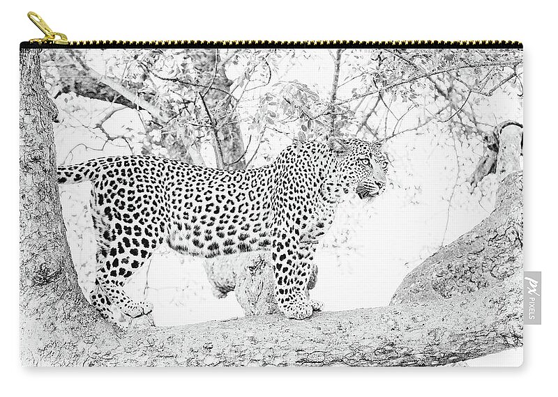 Leopard Zip Pouch featuring the photograph High Key Leopard by Mark Hunter
