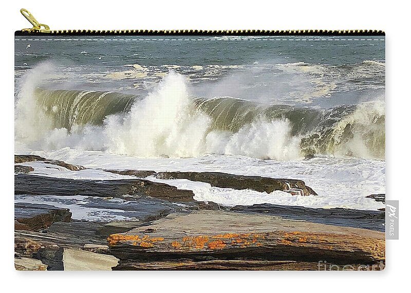 Winter Zip Pouch featuring the painting High Surf Warning by Jeanette French