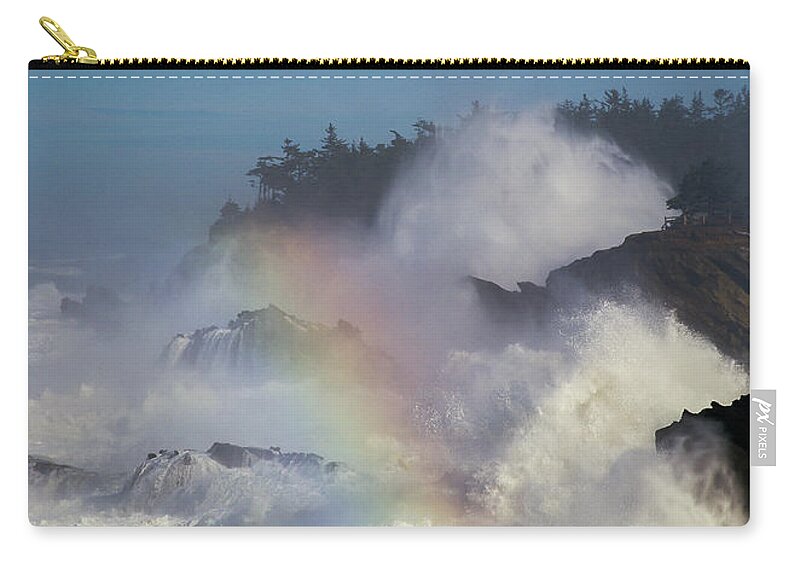 Bluffs Zip Pouch featuring the photograph High Surf Warnings by Robert Potts