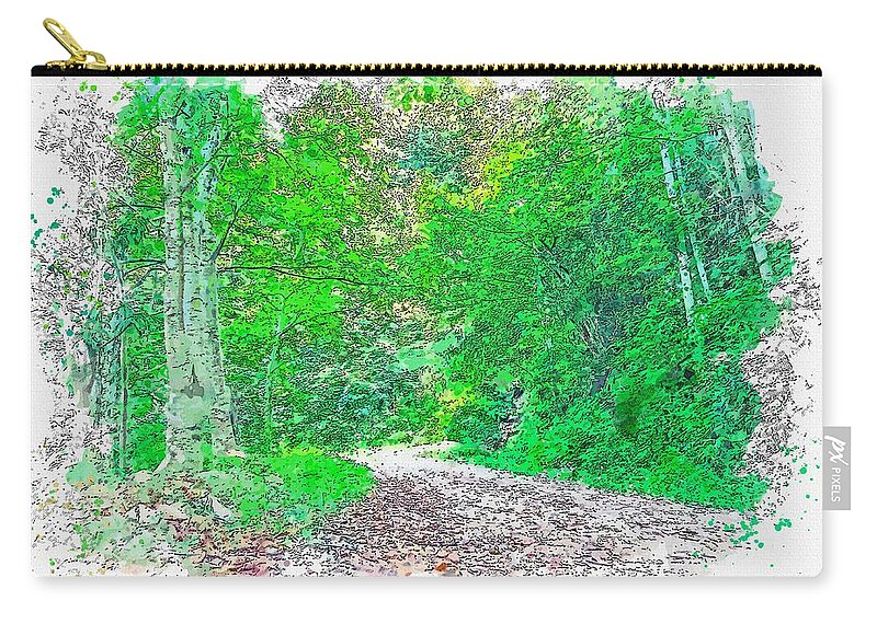 Nature Zip Pouch featuring the painting Hiking path - watercolor by Adam Asar by Celestial Images