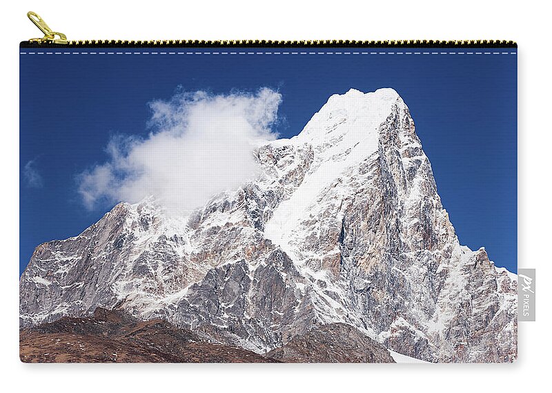 Chinese Culture Zip Pouch featuring the photograph Himalayas Panorama - Taboche Peak by Hadynyah