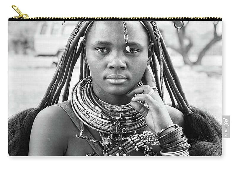 Portrait Zip Pouch featuring the photograph Himba Style Girl by Mache Del Campo