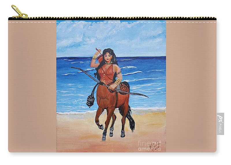 Hippe Zip Pouch featuring the painting Hippe - Sagittarius the Centaur by Elizabeth Mauldin