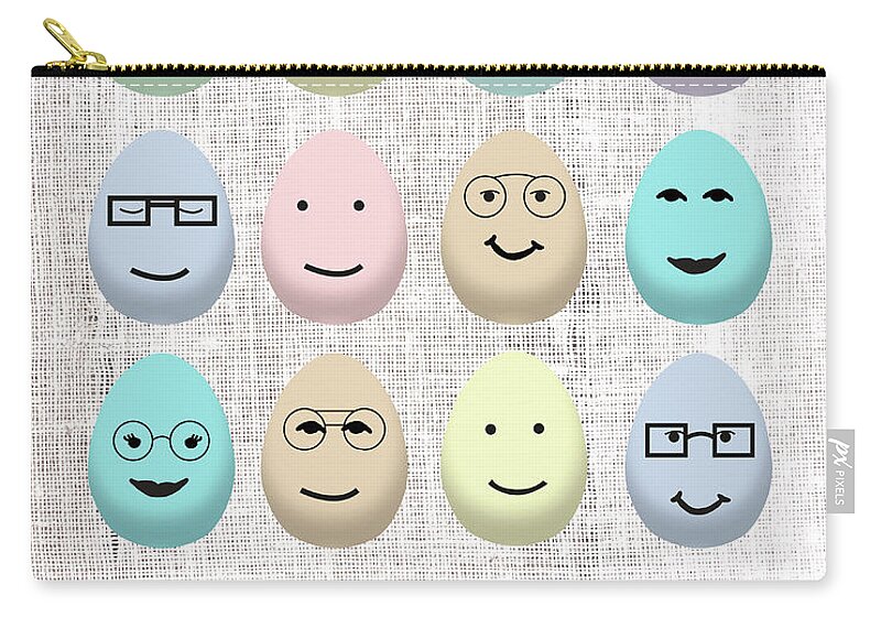 Hipster Zip Pouch featuring the digital art Hipster Happy Eggs by Sd Graphics Studio