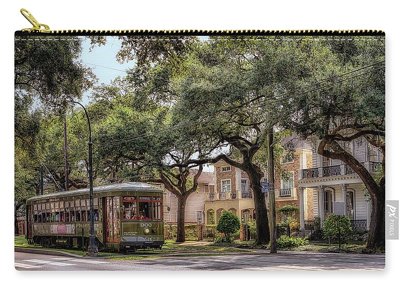 Garden District Zip Pouch featuring the photograph Historic St. Charles Streetcar by Susan Rissi Tregoning