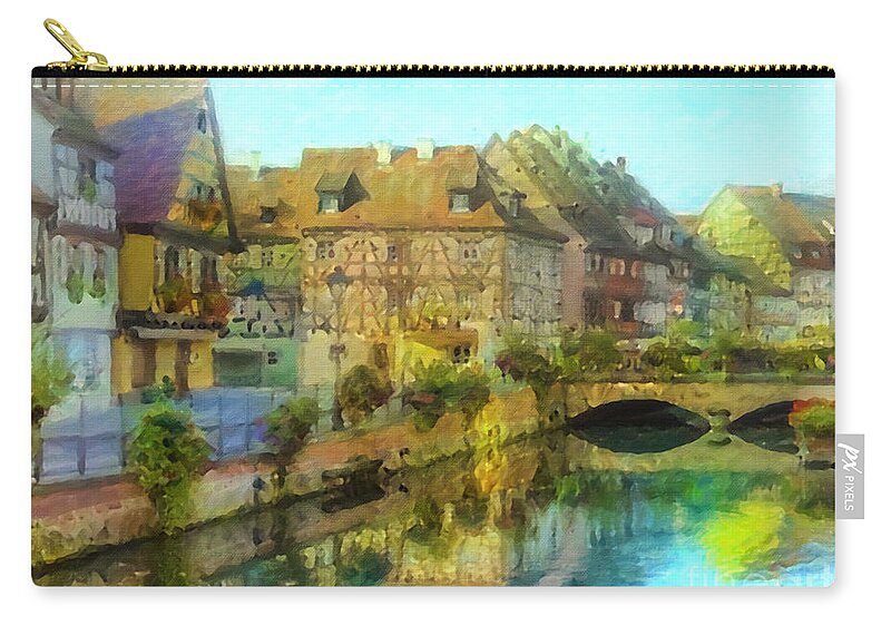 Vintage Zip Pouch featuring the painting Historic Village on the Rhine by Chris Armytage