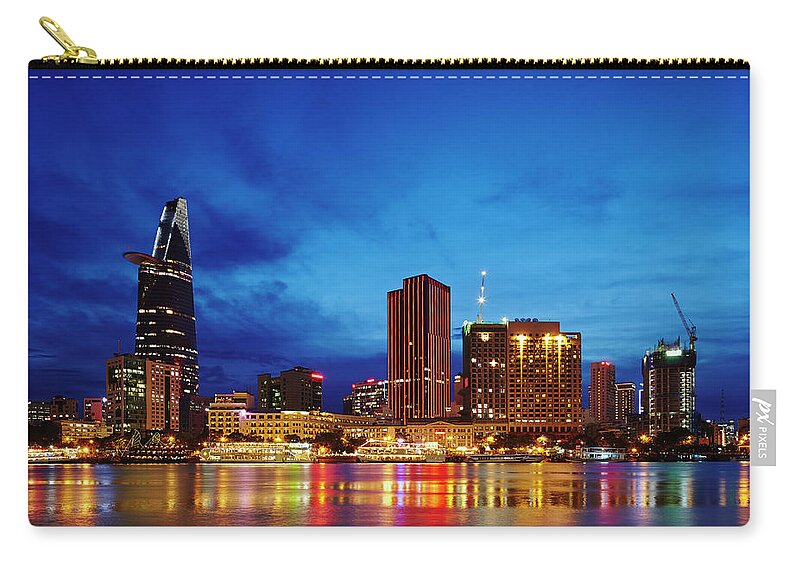 Ho Chi Minh City Zip Pouch featuring the photograph Ho Chi Minh City Skyline At Night by Ultra.f