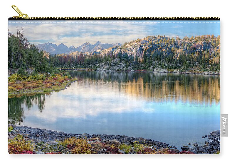 Scenics Zip Pouch featuring the photograph Hobbs Lake, Wind River Range, Mt by Backpacking & Hiking All Over The Planet. - Www.panafoot.com