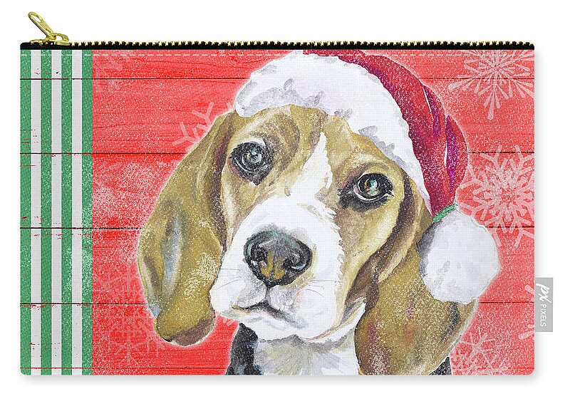 Holiday Carry-all Pouch featuring the painting Holiday Puppy I by Patricia Pinto