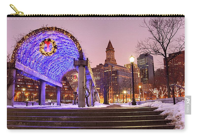 Downtown District Zip Pouch featuring the photograph Holidays In Boston by Denistangneyjr
