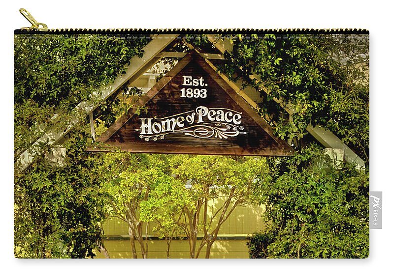Sign Zip Pouch featuring the photograph Home of Peace Arbor Entry, Oakland, California by Brian Tada