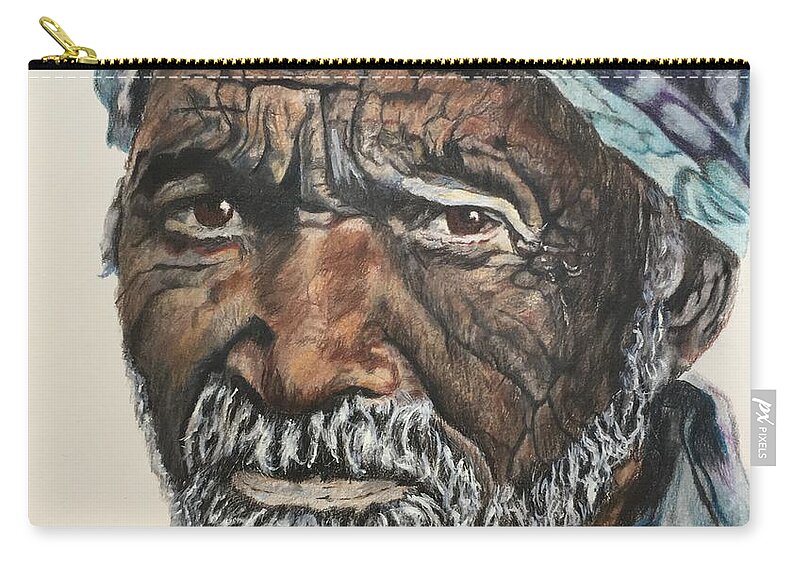 Humanity Zip Pouch featuring the painting Homeless Vet by Maris Sherwood