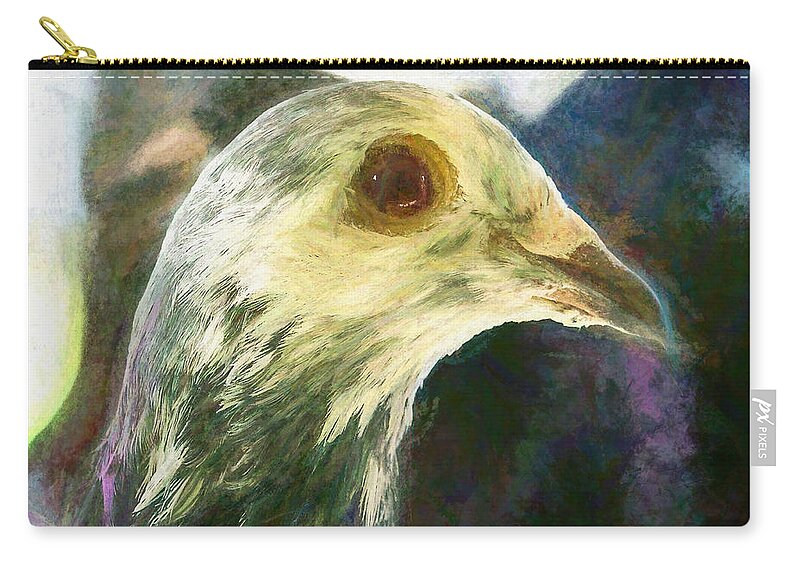 Pigeon Zip Pouch featuring the photograph Homer Pigeon Up Close Chalk by Don Northup