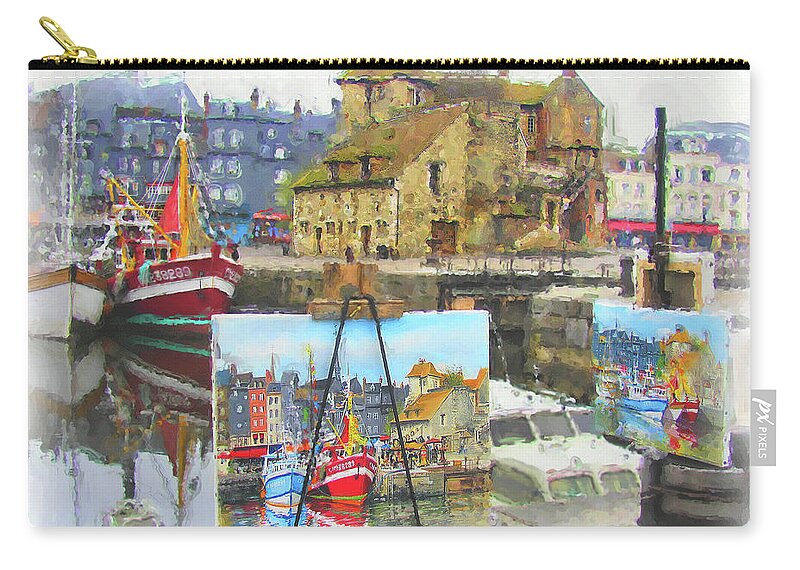 Honfleur Zip Pouch featuring the painting Honfleur Triple View by Joel Smith