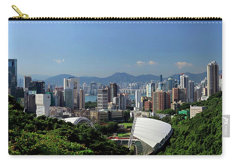 Panoramic Zip Pouch featuring the photograph Hong Kong Stadium by Joe Chen Photography