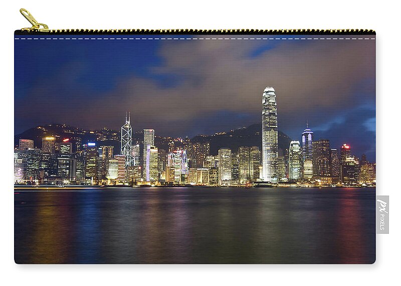 Standing Water Zip Pouch featuring the photograph Hongkong Victoria Harbour Night View by 100