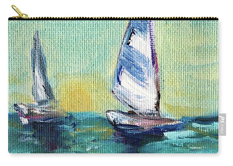 Sailing Zip Pouch featuring the painting Horizon Sail by Roxy Rich