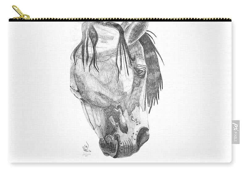 Horse Drawing Zip Pouch featuring the drawing Horse Head Study by Equus Artisan