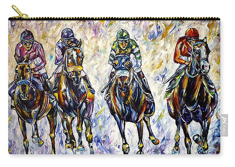 I Love Horses Carry-all Pouch featuring the painting Horse Race by Mirek Kuzniar