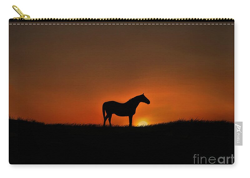 Horse Zip Pouch featuring the photograph Horse Silhouette by Stephanie Laird