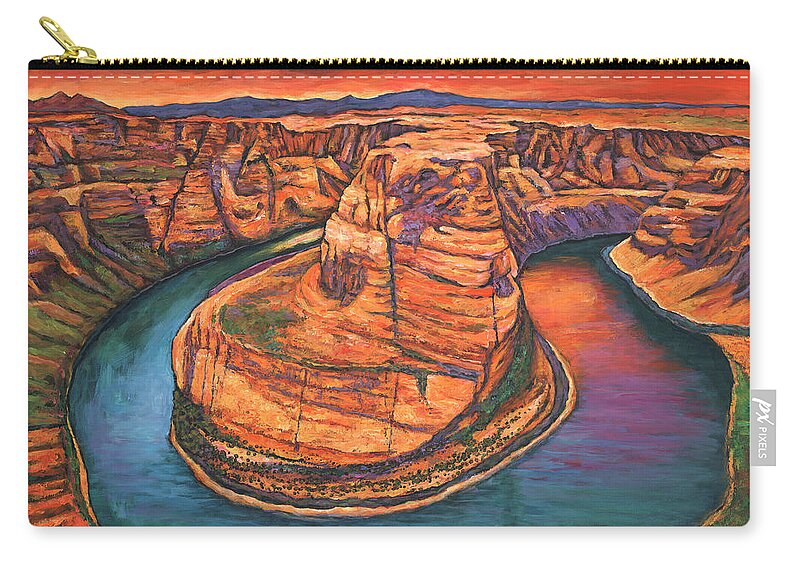 Arizona Zip Pouch featuring the painting Horseshoe Bend Sunset by Johnathan Harris