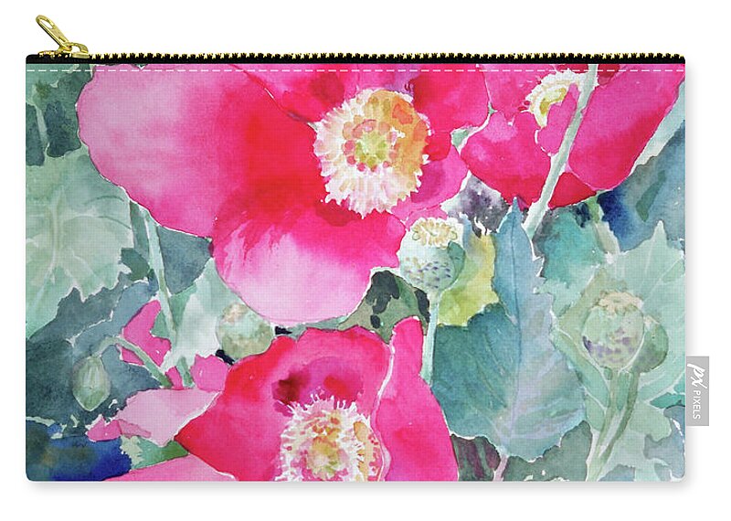 Flowers Zip Pouch featuring the painting Hot Poppies by Sue Kemp