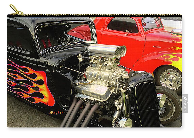 Hot Rod Flames Zip Pouch featuring the photograph Hot Rod Flames by Floyd Snyder