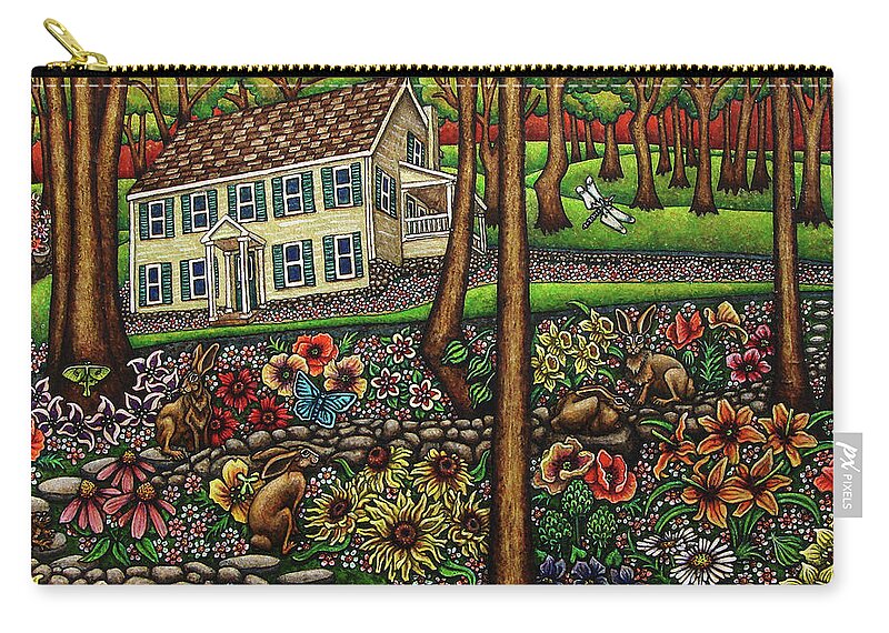 Hare Zip Pouch featuring the painting House In The Meadow by Amy E Fraser