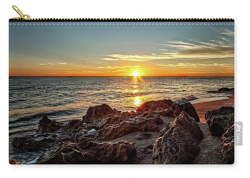 Beach Zip Pouch featuring the photograph House of Refuge Beach 7 by Steve DaPonte