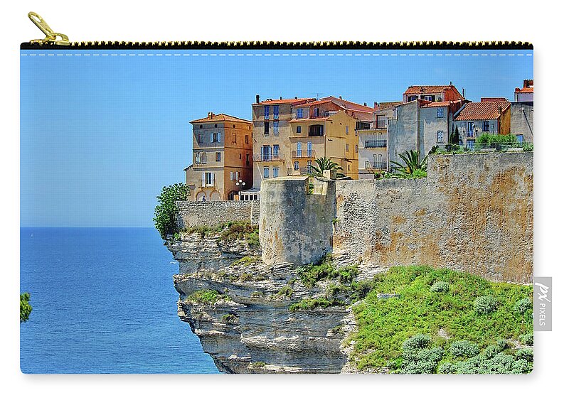 Architecture Zip Pouch featuring the photograph Houses On Top Of Cliff by Pascal Poggi
