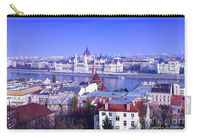Budapest Zip Pouch featuring the photograph Hungarian Parliament From Buda by Diane Macdonald